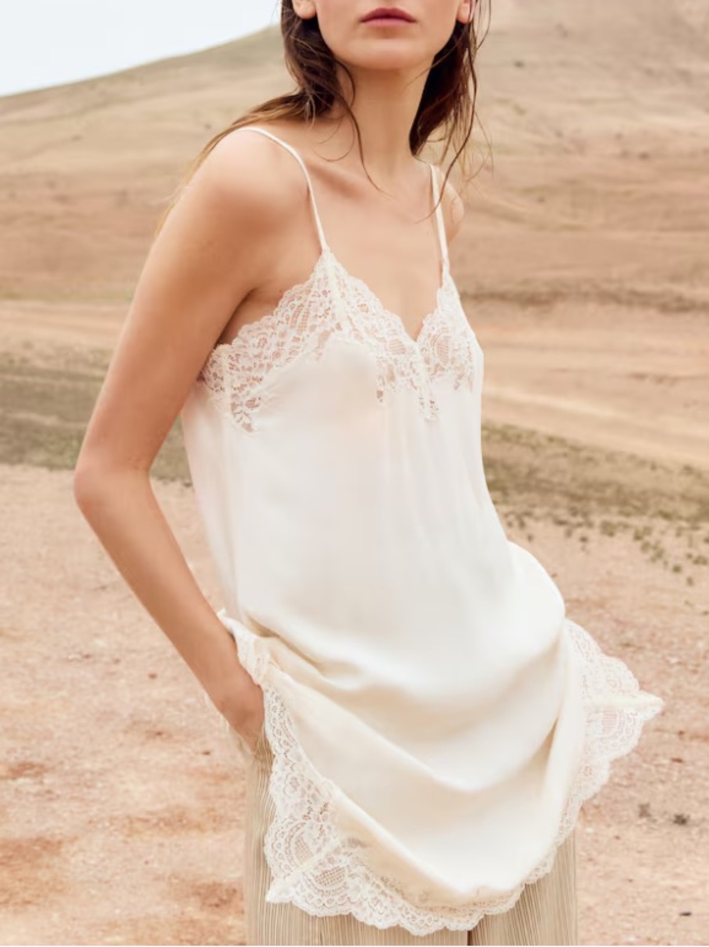 Cream Lace-Trim Slip Dress - NWT, size 0-2